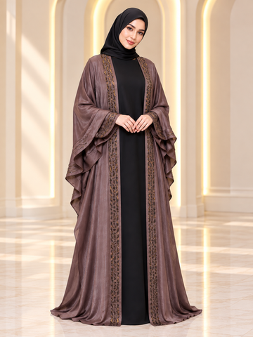 Premium Mauve Ruffle Abaya
